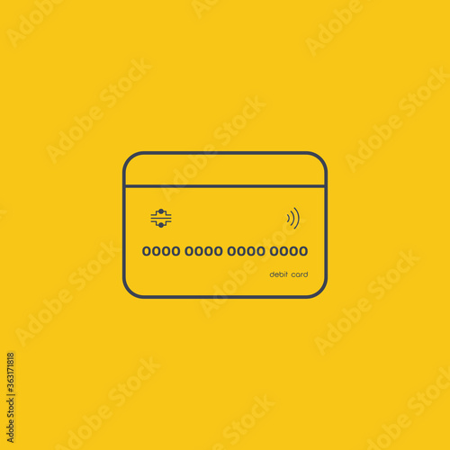 Credit Card icon. pay icon line in flat design on orange background