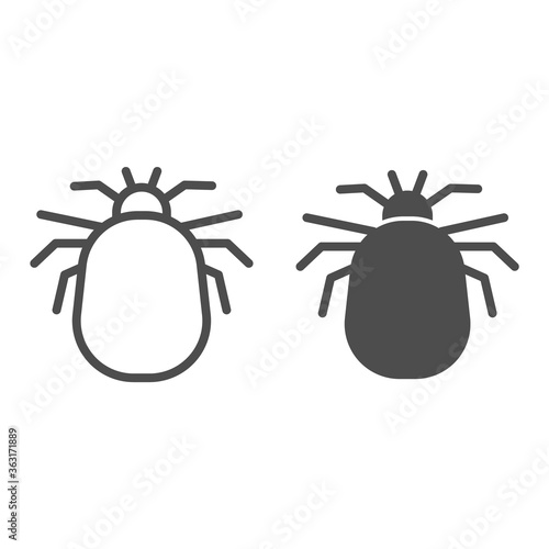 Flea line and solid icon, pests concept, home parasite jumping insect sign on white background, Flea silhouette icon in outline style for mobile concept and web design. Vector graphics.