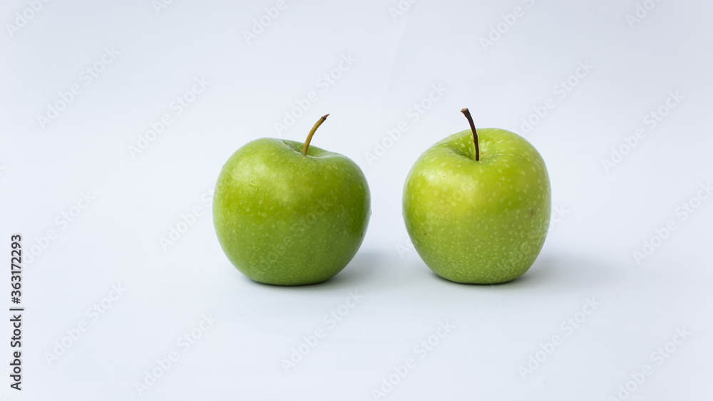 Two Green apple malang or Apel malang isolated on white background Two Green apple malang or Apel malang isolated on white background