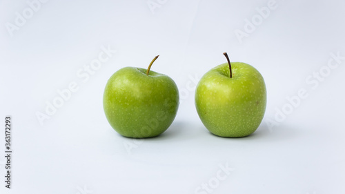 Two Green apple malang or Apel malang isolated on white background photo