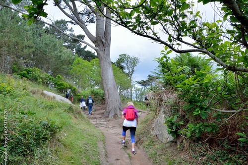 Beautiful seascape during hiking on the coast of Brittany in France photo