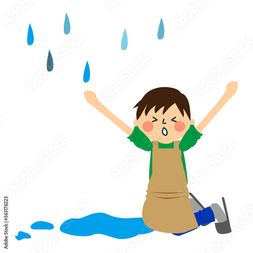 雨漏りに困る男性