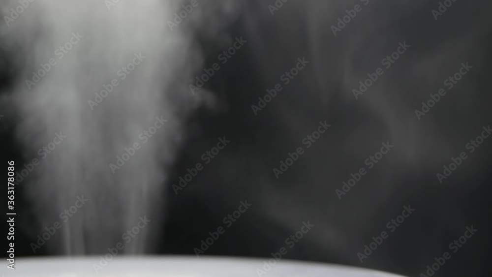 White steam of ultrasonic humidifier. Frume of vapor from diffuser for air moisturize. Loop endless video of smoke for humidity at home. Moisturizer and purifier of air. Diffused mist from inhaler. White steam of ultrasonic humidifier. Frume of vapor from diffuser for air moisturize. Loop endless video of smoke for humidity at home. Moisturizer and purifier of air. Diffused mist from inhaler.