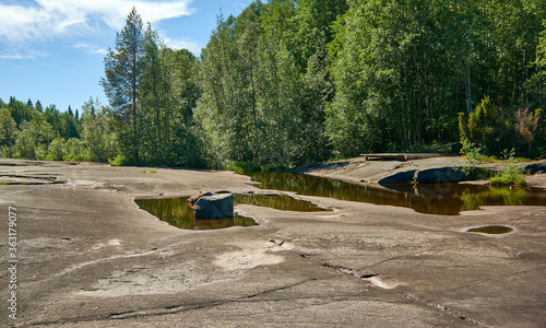 Foto Petroglyphs in Karelia, Belomorsk district, Russia.