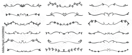 Decorative text dividers, Ornamental curls, Floral ornament border, vector design collection for wedding and calligraphy decoration.