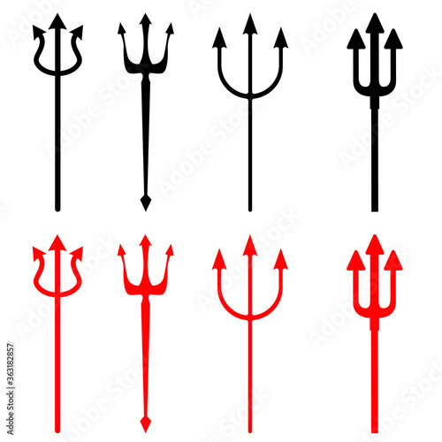 Trident devil icon vector set. pitchfork illustration sign collection. hell symbol.