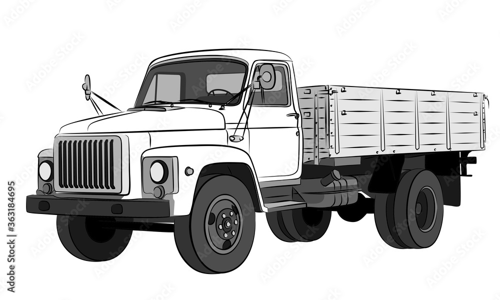 Sketch of the big old dump truck.