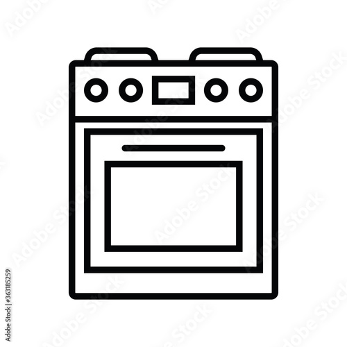 Stove oven icon vector sign isolated on white background. Line art style stove icon vector illustration.