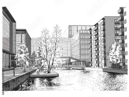Vector illustration of street in Copenhagen