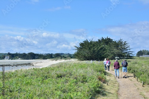 hiking on the path of the "île Grande" in Brittany. France
