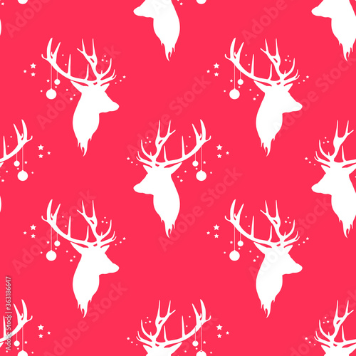 Seamless Christmas pattern with deers.