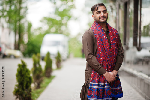 Pakistani pathan man wear traditional clothes. photo