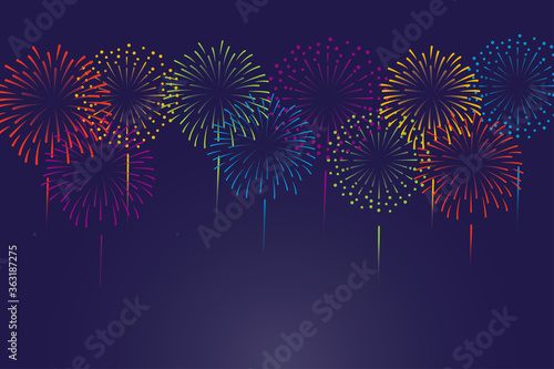 Vector rainbow color fireworks background illustration