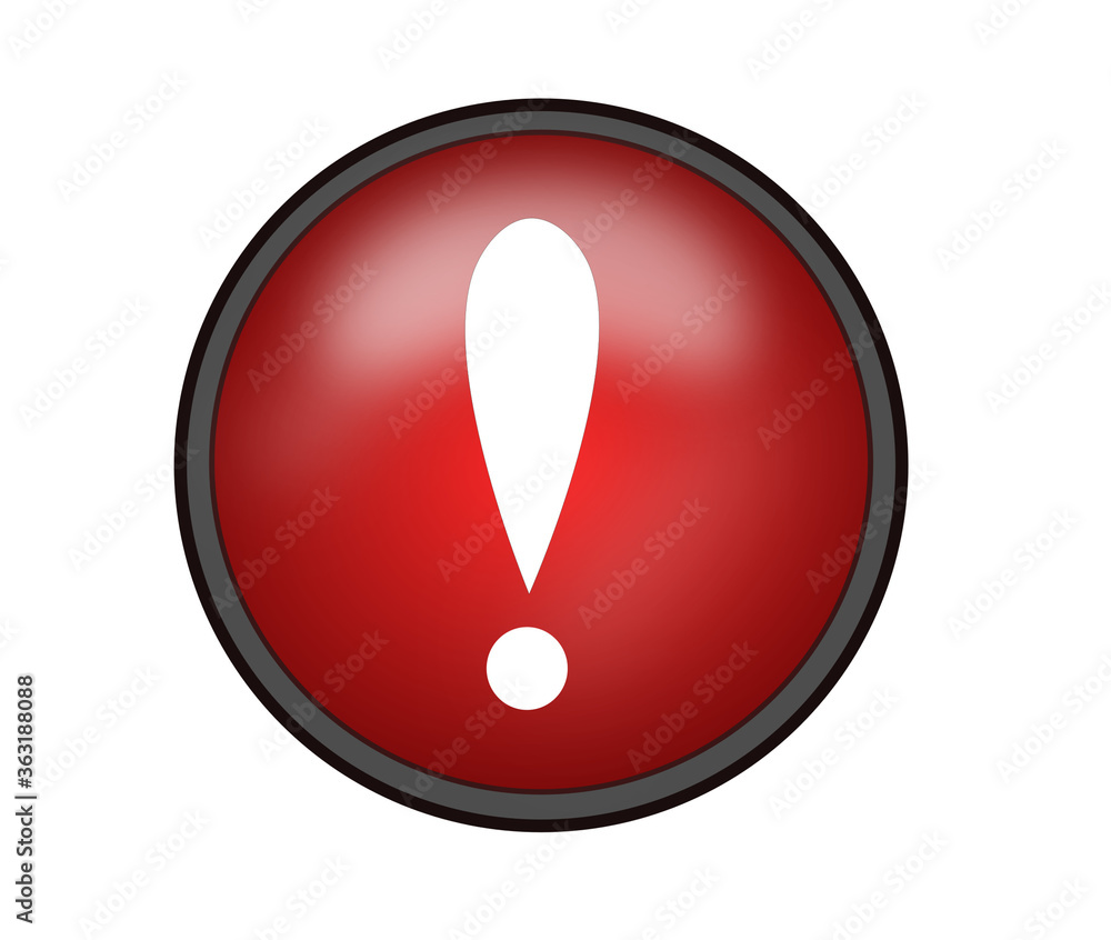 exclamation mark icon on the red button exclamation mark icon on the red button