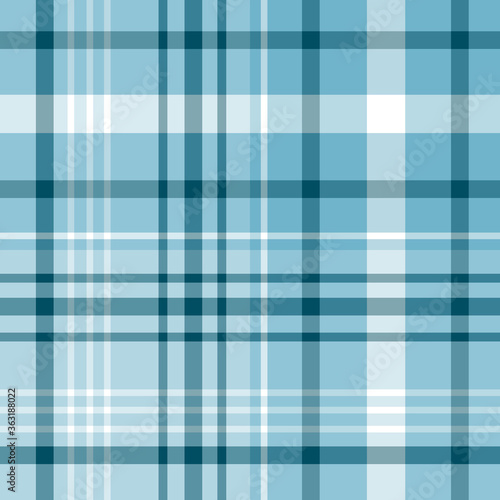 Seamless pattern in simple light and dark blue and white colors for plaid, fabric, textile, clothes, tablecloth and other things. Vector image.