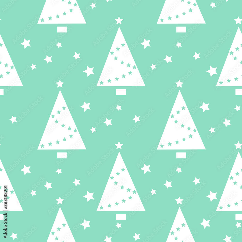 Christmas seamless pattern with stars and firs. Christmas seamless pattern with stars and firs.