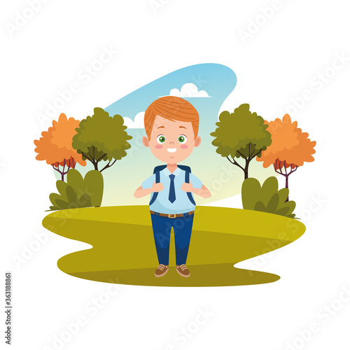 little student boy with uniform character