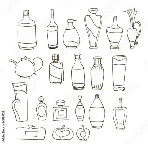 set of various forms of perfume bottles
