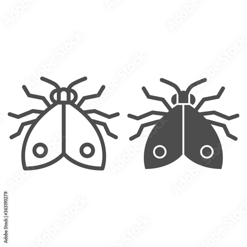 Bedbug line and solid icon, pests concept, chinch sign on white background, home bedbug icon in outline style for mobile concept and web design. Vector graphics.