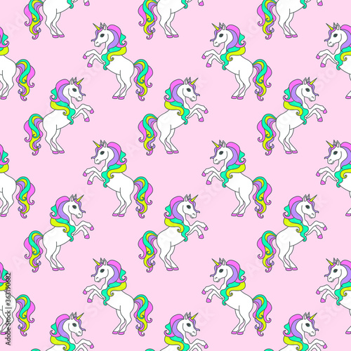 Seamless pattern with unicorns.Baby background.