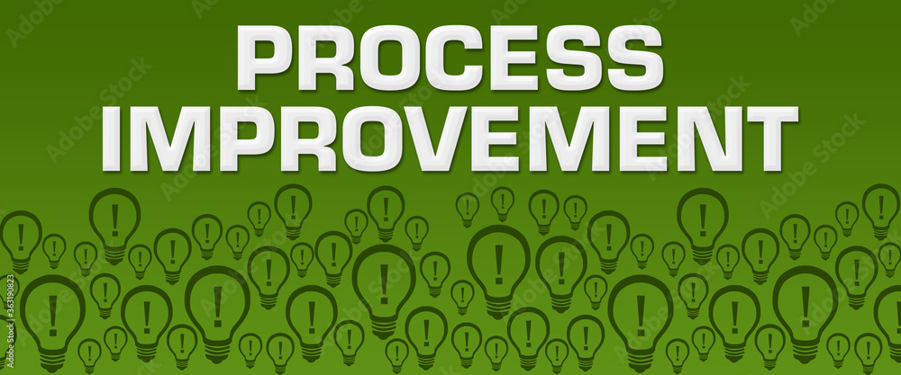 Fototapeta premium Process Improvement Green Background Bulbs Bottom Text 