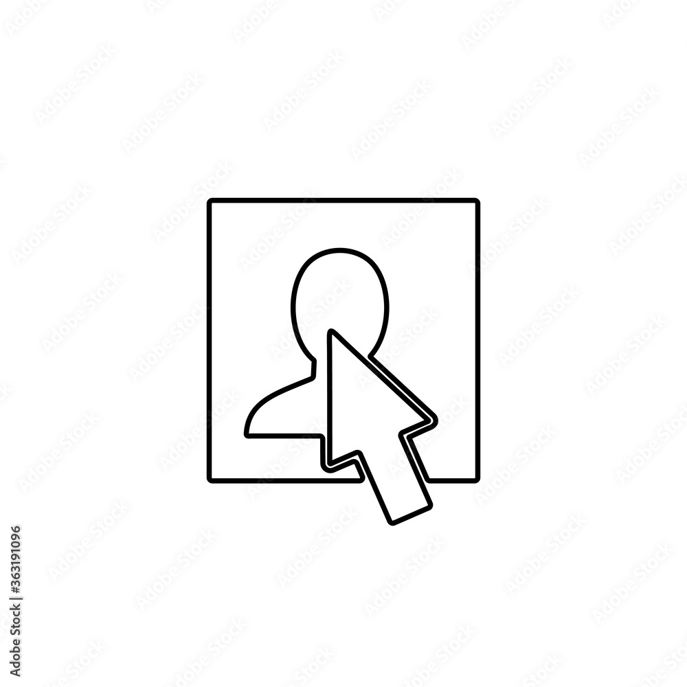 Mouse cursor on user profile. Social media click icon illustration. Mouse cursor on user profile. Social media click icon illustration.