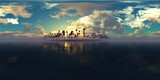 panorama of palm trees in a row at sunset. HDRI, environment map , Round panorama, spherical panorama, equidistant projection, panorama 360, seascape, 3d rendering