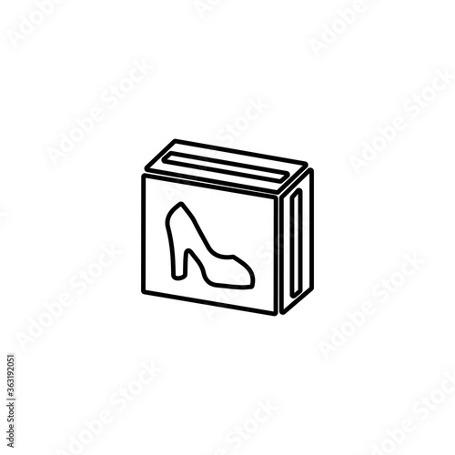 Elegant women's shoes on the box. Fashion shopping icon illustration.