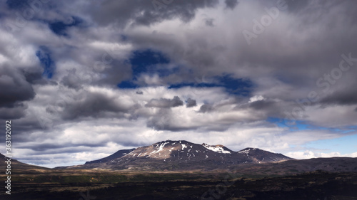 Lonely mountain in a valley in Iceland 