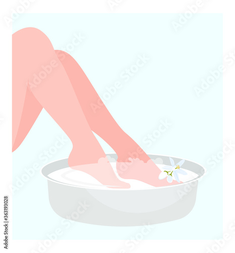 Image of foot Spa treatments, steaming in a bath