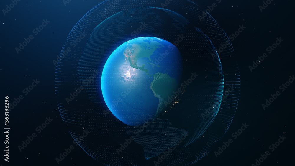 Connection lines Around Earth Globe. Background with Light Effect. Global International Connectivity Background. 3D illustration. Connection lines Around Earth Globe. Background with Light Effect. Global International Connectivity Background. 3D illustration.