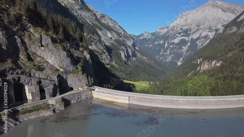 Aerial panorama of Gigerwaldsee dam in the Canton of St. Gallen, Switzerland. photo