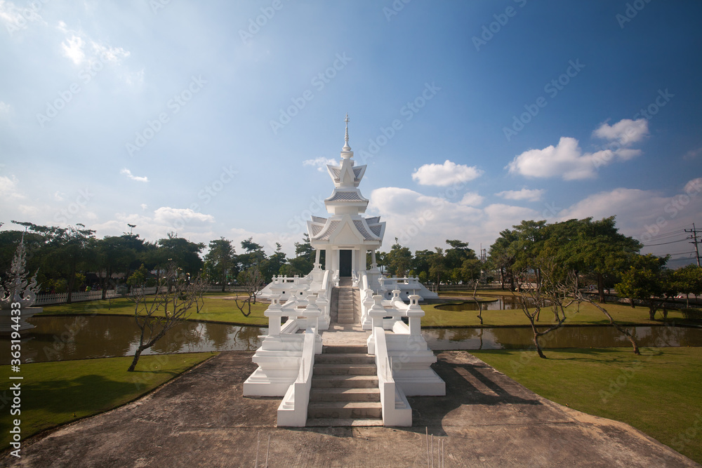 Wat Rong Khun known as “the White Temple” is one of the most recognizable buddhism temples in Thailand