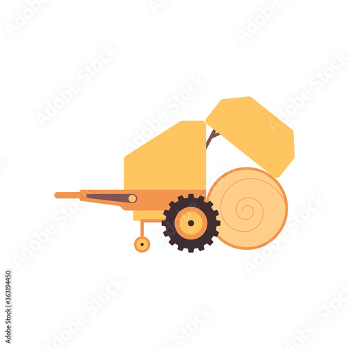 Agricultural haymaking machinery icon flat vector illustration isolated.