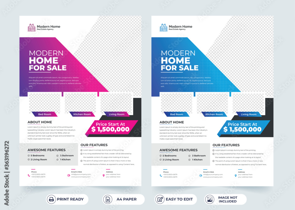 Real Estate Flyer Template | Modern Poster, Brochure cover for Real