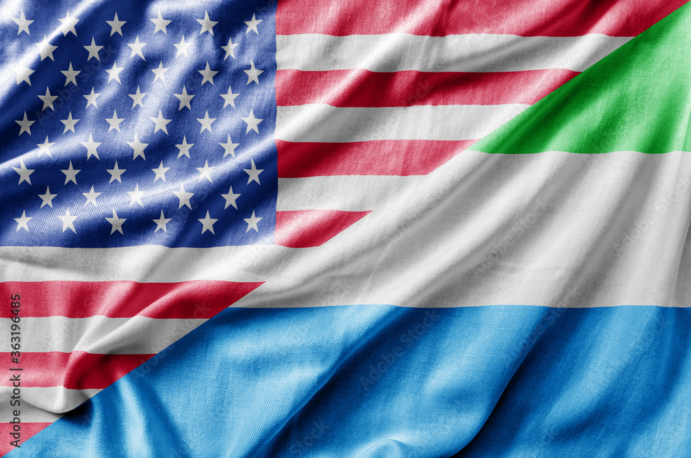 Fototapeta premium Mixed USA and Sierra Leone flag, three dimensional render