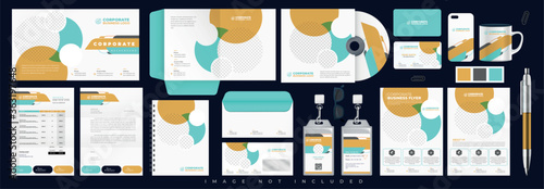 Corporate identity set branding template design kit. editable brand identity with abstract background color for Business Company and Finance Vector