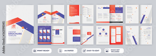 Brochure template layout design, minimalist business profile template layout, 16 pages brochure, annual report minimal template layout design, multipage brochure template layout.