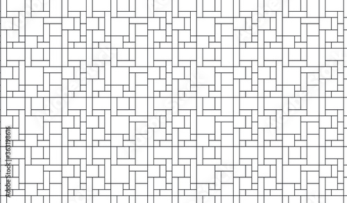 Neoplasticism (Piet Mondrian) no color imitation pattern. Seamless vector background texture.