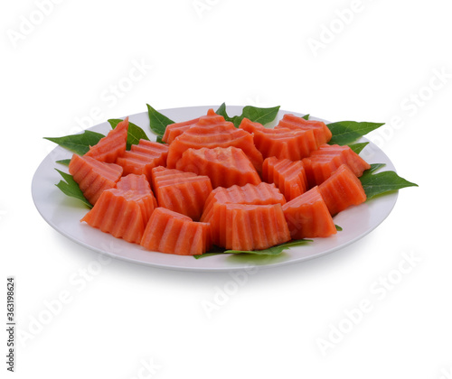 sliced of ripe papaya isolated on white background