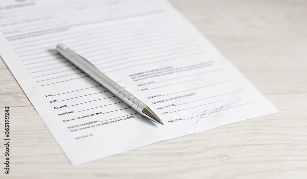 Pen on white background for signing contract Pen on white background for signing contract