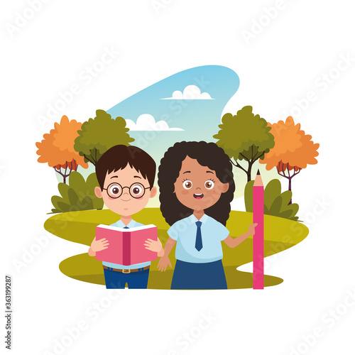 little students with uniforms in the camp characters