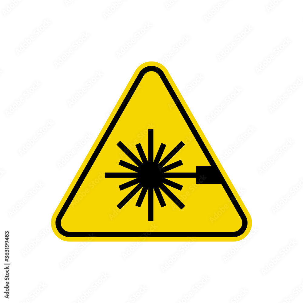 Laser LED Radiation Sign. ISO Triangle Warning Symbol Simple, Flat Vector, Icon You Can Use Your Website Design, Mobile App Or Industrial Design. Vector Illustration Laser LED Radiation Sign. ISO Triangle Warning Symbol Simple, Flat Vector, Icon You Can Use Your Website Design, Mobile App Or Industrial Design. Vector Illustration