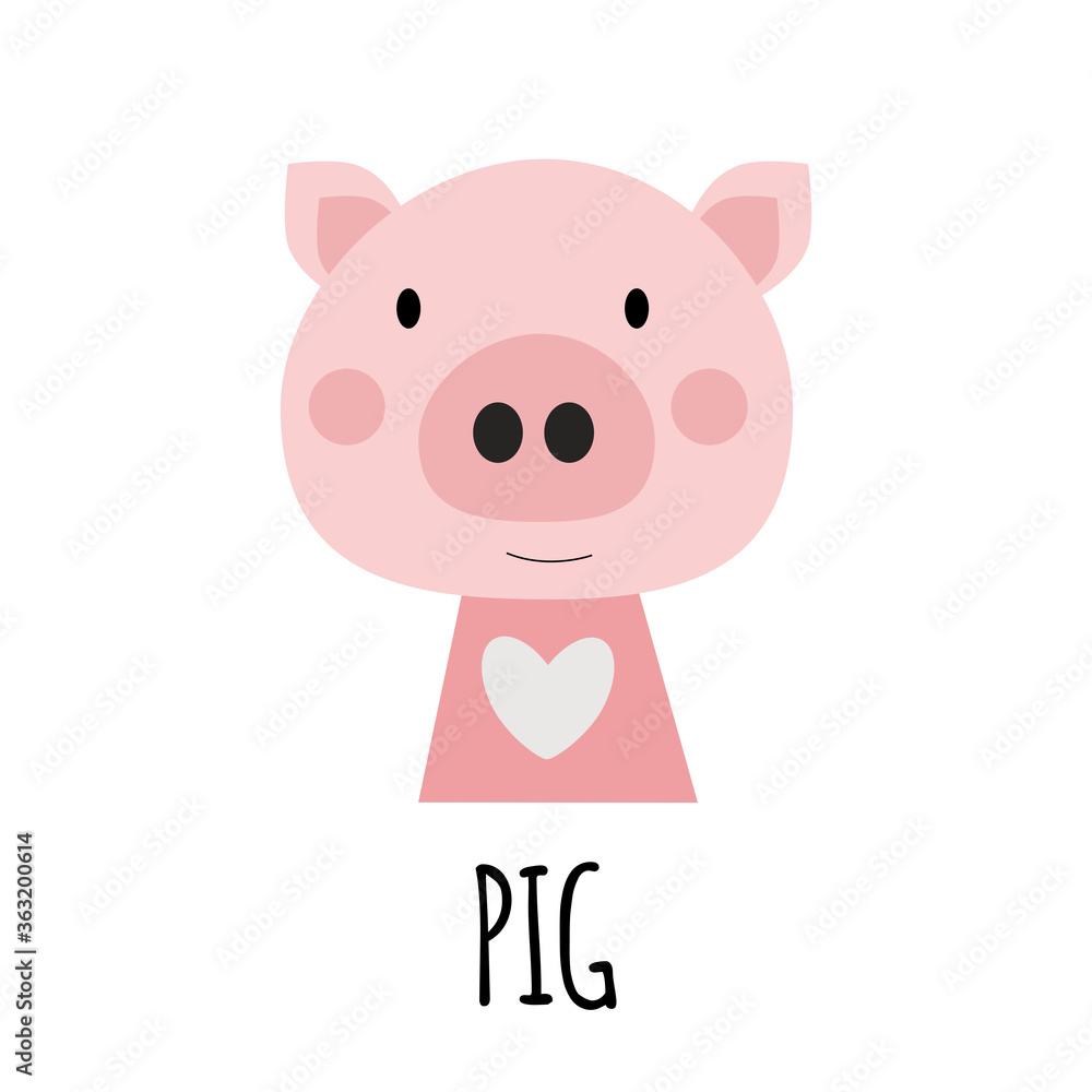 Cute Little Pig Animal Icon. Vector Illustration Cute Little Pig Animal Icon. Vector Illustration