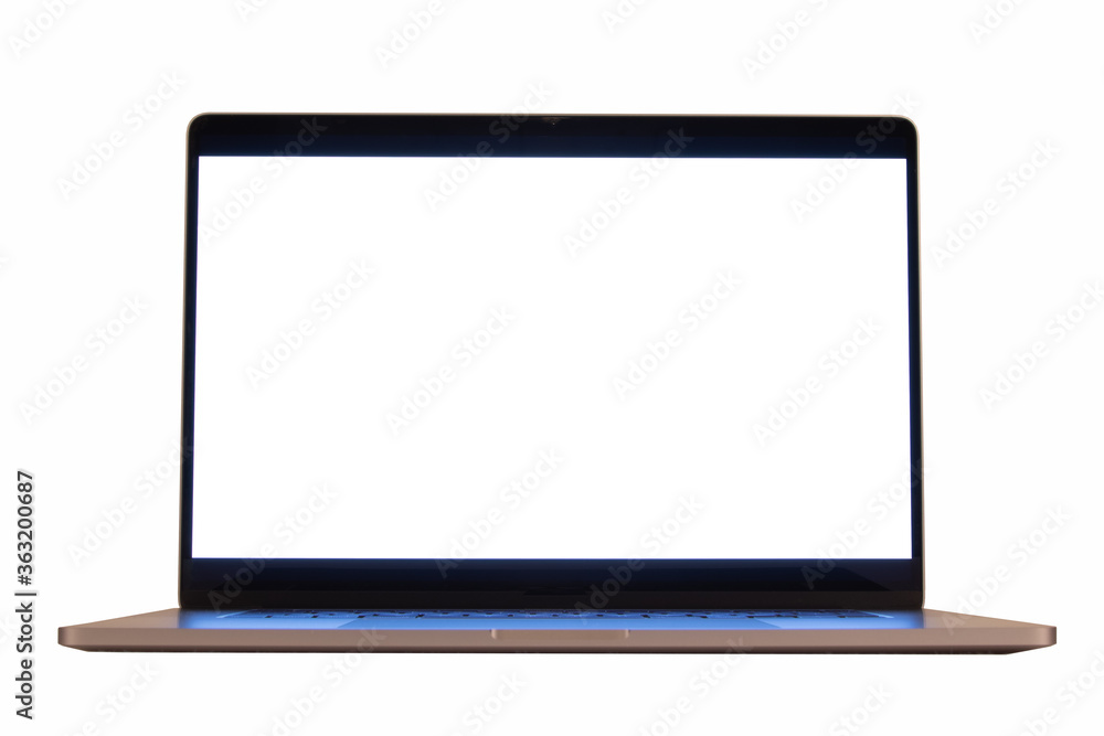 notebook on whithe background and with white screen notebook on whithe background and with white screen