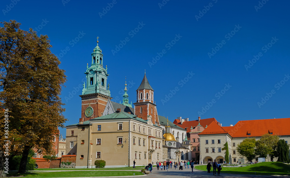 The Wawel Royal Castle grounds in Krakow, Poland