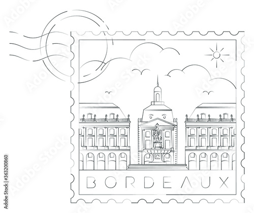 Bordeaux urban stamp, vector illustration and typography design, France