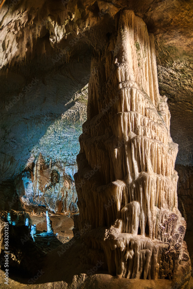 The known limestone cave in Postojna, Slovenia