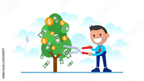 Percentage rate earnings income concept.