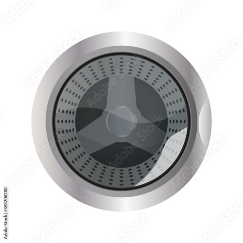 Realistic round drum from the washing machine. The central part of the washing machine. Isolated. Vector.
